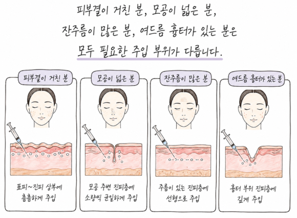피부마다 필요한 곳은   모두 다릅니다
